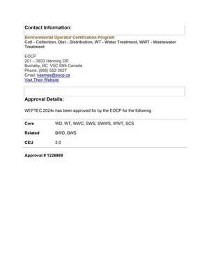Cover of British Columbia Approval Details