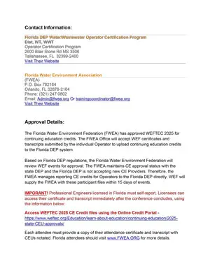 Cover of Florida DEP FWEA WWT Approval Details