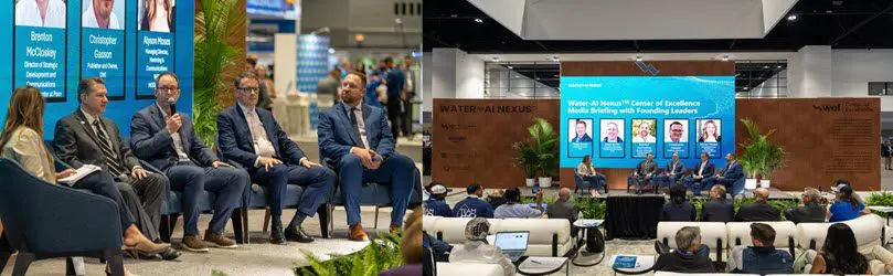 weftec presenters' group. Presenters talking on a stage.