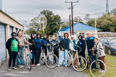 Group of people on a bike tour