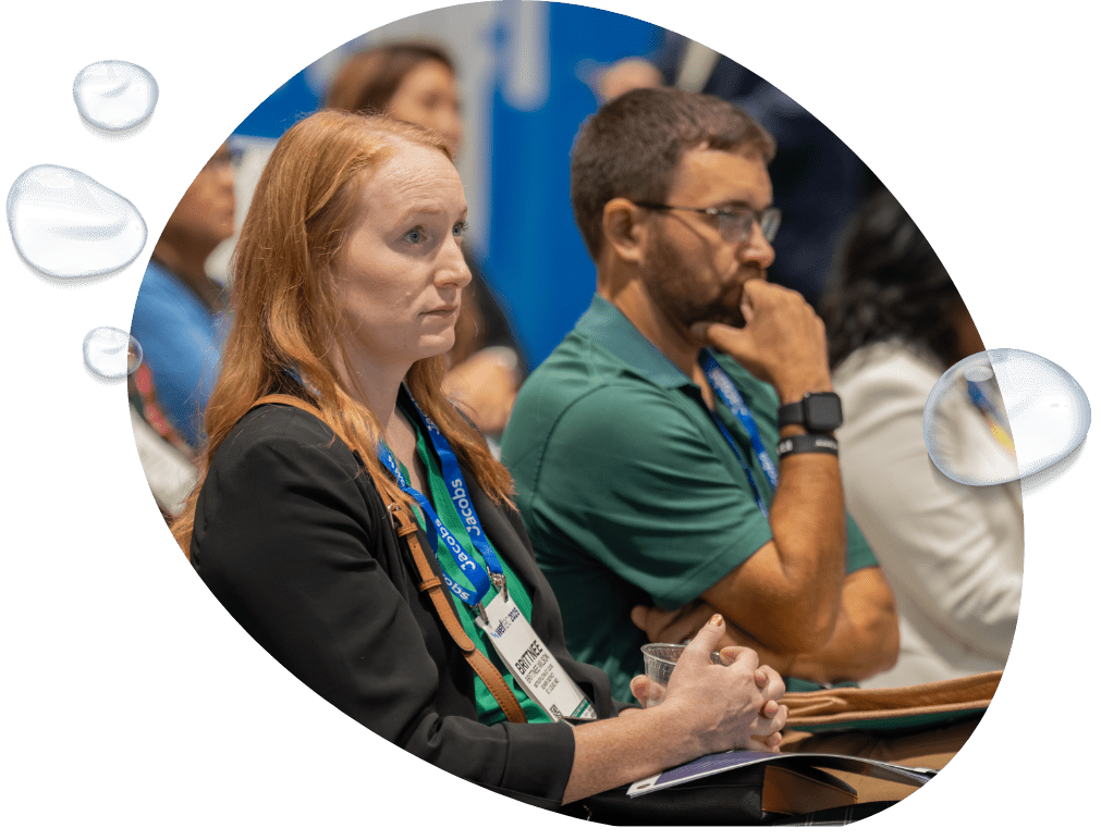 People listening to a presentation