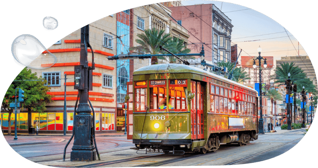 Streetcar in downtown New Orleans