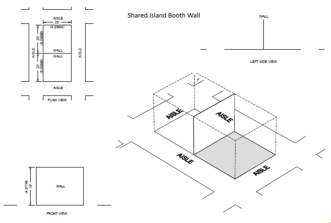 Diagram of shared island booth wall